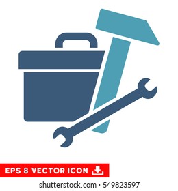 Toolbox EPS vector icon. Illustration style is flat iconic bicolor cyan and blue symbol on white background.