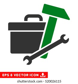 Toolbox EPS vector pictogram. Illustration style is flat iconic bicolor green and gray symbol on white background.