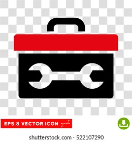 Toolbox EPS vector pictograph. Illustration style is flat iconic bicolor intensive red and black symbol on white background.