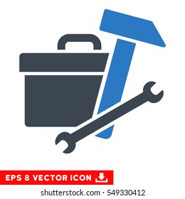Toolbox EPS vector pictograph. Illustration style is flat iconic bicolor smooth blue symbol on white background.