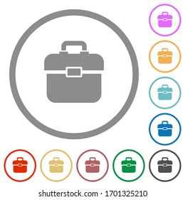 Iconos de color plano del cuadro de herramientas en contornos redondos sobre fondo blanco