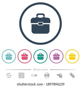 Toolbox flat color icons in round outlines. 6 bonus icons included.