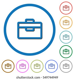Toolbox flat color vector icons with shadows in round outlines on white background