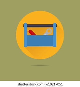 toolbox flat design long shadow vector icon