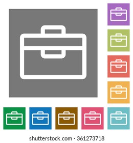 Toolbox flat icon set on color square background.