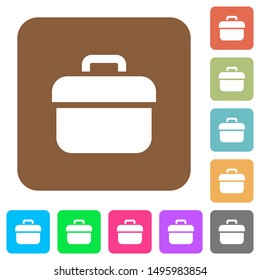 Toolbox flat icons on rounded square vivid color backgrounds.