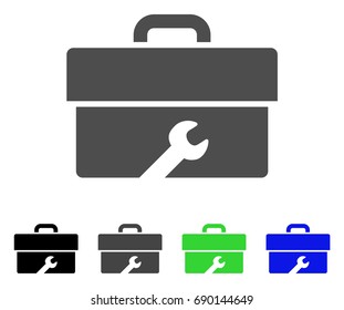 Toolbox Flat Vector Pictogram. Colored Toolbox, Gray, Black, Blue, Green Icon Versions. Flat Icon Style For Application Design.