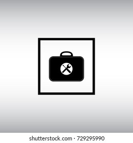 Toolbox flat vector sign. Isolated toolkit vector icon. Settings menu square button.