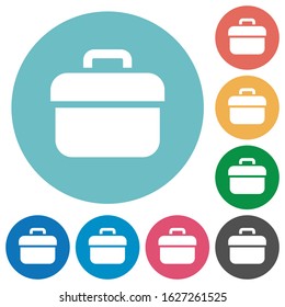 Toolbox flat white icons on round color backgrounds
