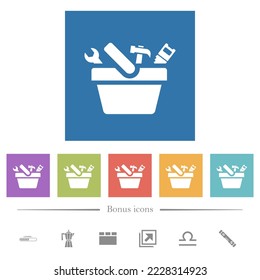 Toolbox flache, weiße Symbole auf quadratischem Hintergrund. 6 Bonussymbole sind im Lieferumfang enthalten.