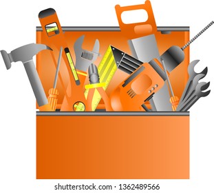 Toolbox full of equipment Vector. Flat Cartoon Isolated Illustration