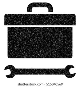 Toolbox grainy textured icon for overlay watermark stamps. Flat symbol with dust texture. Dotted vector black ink rubber seal stamp with grunge design on a white background.