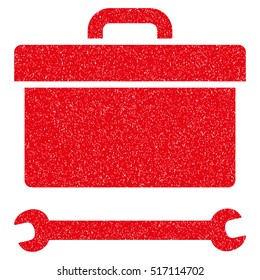 Toolbox grainy textured icon for overlay watermark stamps. Flat symbol with dirty texture. Dotted vector red ink rubber seal stamp with grunge design on a white background.