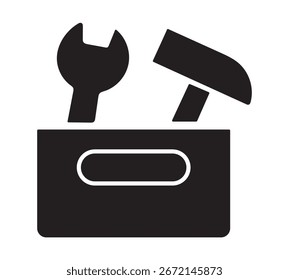 Toolbox with Hammer and Wrench Vector | Tool Icon
