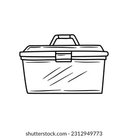 Toolbox hand drawn tool icon. Linear vector illustration from hand drawn construction collection. Outline toolbox hand drawn tool icon vector