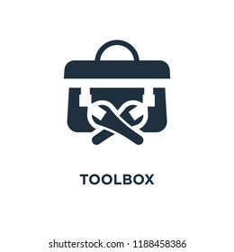 Toolbox icon. Black filled vector illustration. Toolbox symbol on white background. Can be used in web and mobile.