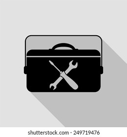 toolbox icon - black illustration with long shadow