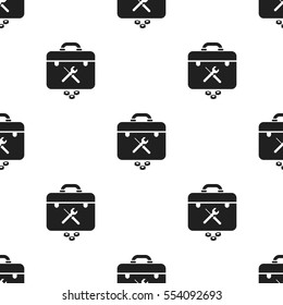 Toolbox icon in black style isolated on white background. Plumbing pattern stock vector illustration.