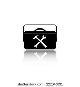 toolbox icon - black vector illustration with reflection