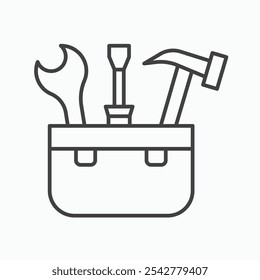 Toolbox icon in black and white outlined stroke