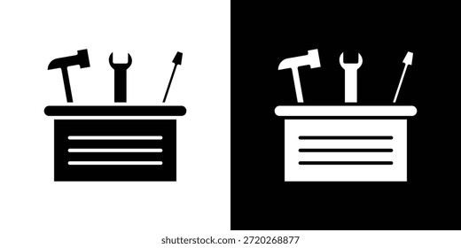 Icono de caja de herramientas. Icono de diseño plano simple en blanco y negro