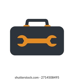 Icono de caja de herramientas. Silueta de color. Vista frontal y lateral. Vector simple ilustración gráfica plana. Objeto aislado sobre un fondo blanco.