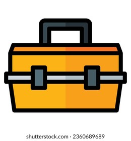toolbox icon in filled line style isolated on white background. Construction tools, vector illustration for graphic design projects