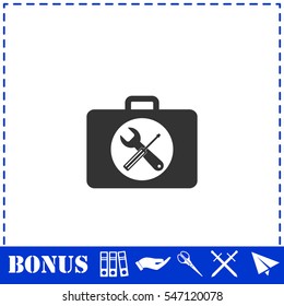 Toolbox icon flat. Simple vector symbol and bonus icon