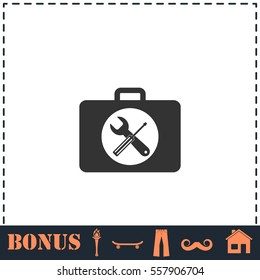 Toolbox icon flat. Simple vector symbol and bonus icon