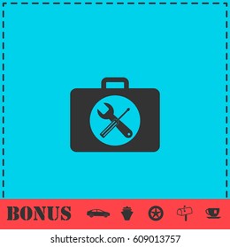Toolbox icon flat. Simple vector symbol and bonus icon