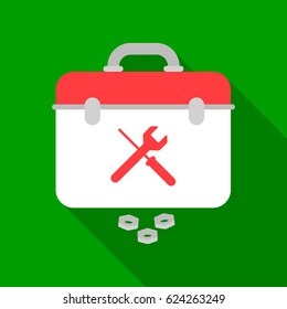 Toolbox icon in flat style isolated on white background. Plumbing symbol stock vector illustration.