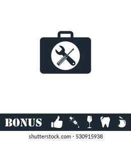 Toolbox Icon Flat. Vector Illustration Symbol And Bonus Pictogram