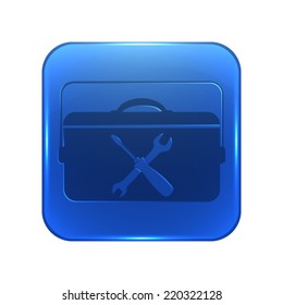 toolbox icon - glossy blue button