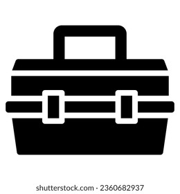 toolbox icon in glyph style isolated on white background. Construction tools, vector illustration for graphic design projects