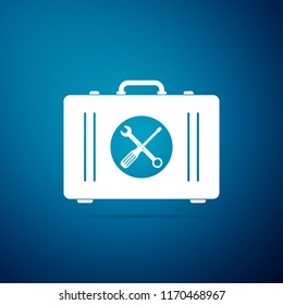 Toolbox icon isolated on blue background. Flat design. Vector Illustration