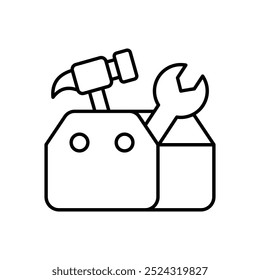 Icono de la caja de herramientas aislado en un fondo blanco. Ilustración vectorial.
