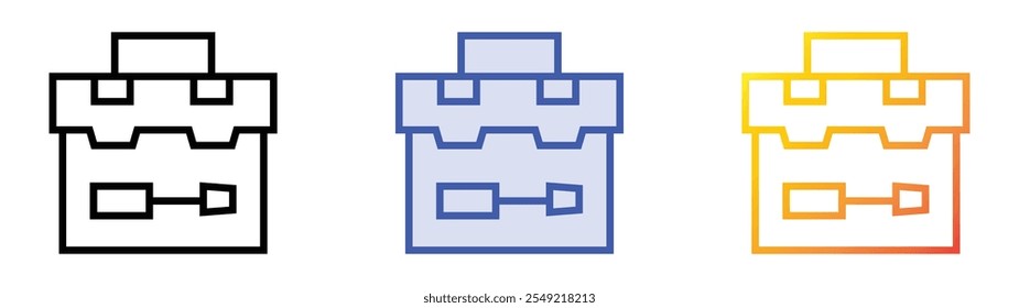 toolbox icon. Linear, Blue Fill and Gradient Style Design Isolated On White Background