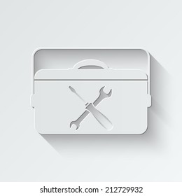 toolbox icon - paper vector illustration with shadow on light background