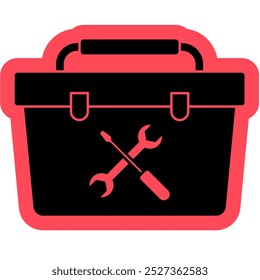 Toolbox icon, repairman, tool building, equipment