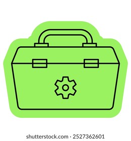 Toolbox icon, repairman, tool building, equipment