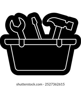 Toolbox icon, repairman, tool building, equipment