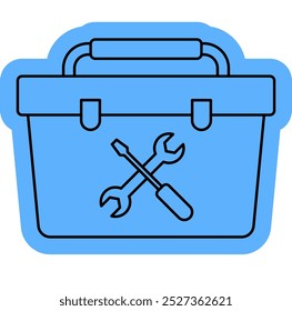 Toolbox icon, repairman, tool building, equipment