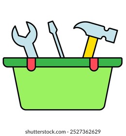 Toolbox icon, repairman, tool building, equipment