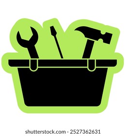 Toolbox icon, repairman, tool building, equipment