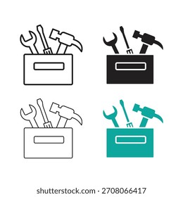 Conjunto de ícones da caixa de ferramentas - Carpenter Toolkit e Hardware Tools Vetor, Carpenter Toolkit Icons - Toolbox Hardware Vetor Pack