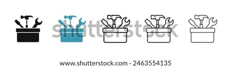 Toolbox icon set. carpenter toolkit icon. hardware tool box sign for UI designs.