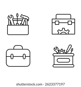 toolbox icon set, customizable stroke, vector, illustration