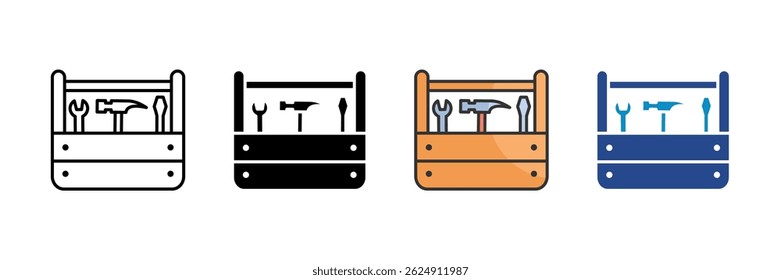 Conjunto de iconos de caja de herramientas Colección de estilos múltiples