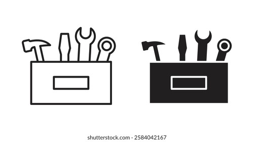 Toolbox icon set in thin line. vector illustrations for web