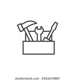 Toolbox Icon Set. Vector Symbols for Carpenter Toolkit and Hardware Tool Box.
